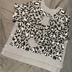 Stella and Dot Side Button Leopard Print Sweater